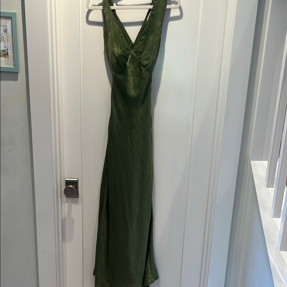 Peppermayo Green V-Neck Slit Maxi Gown